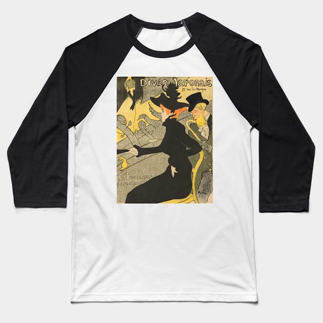 Henri de Toulouse Lautrec- Divan Japonais Baseball T-Shirt by SybaDesign